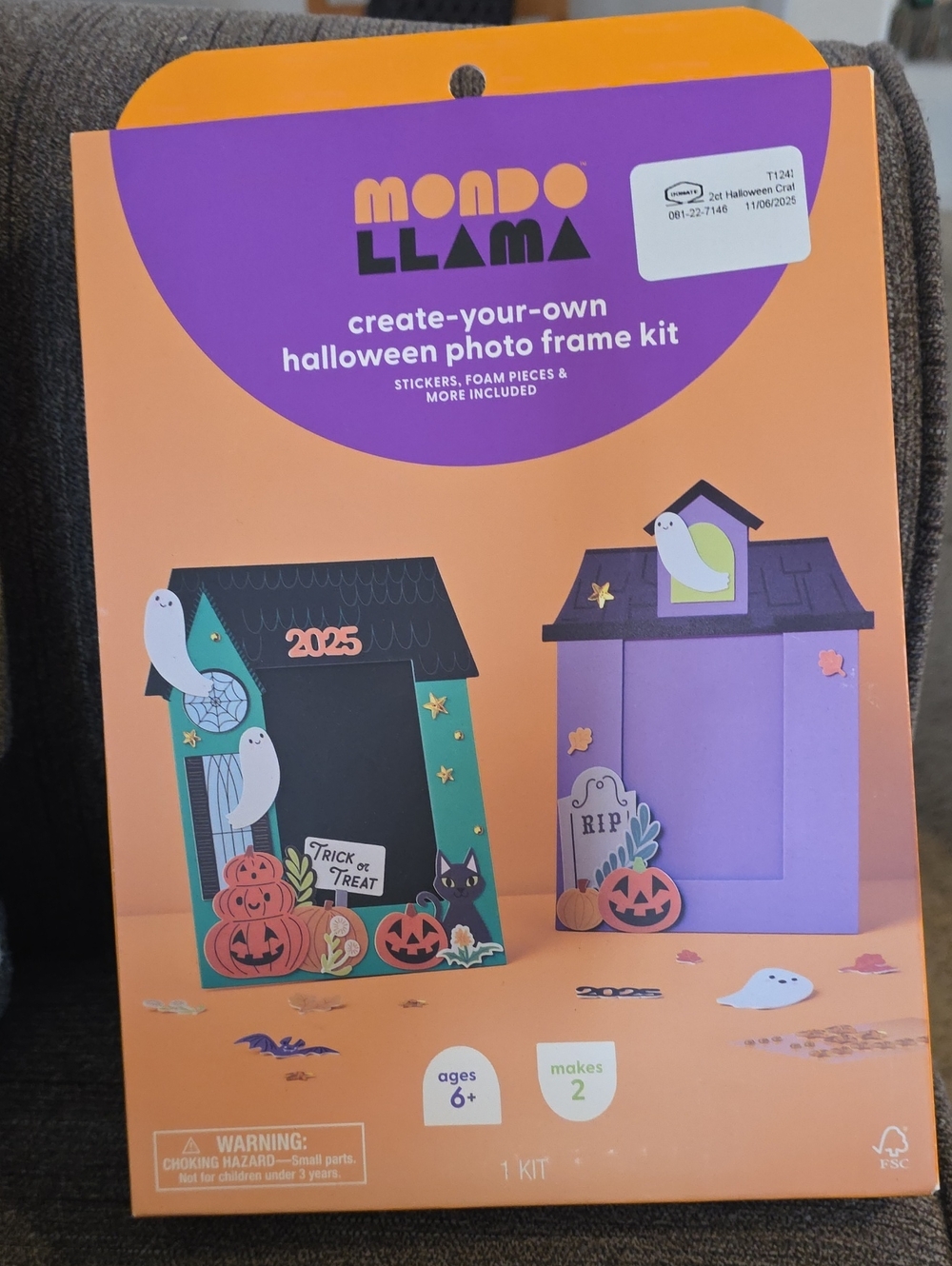 Mondo Llama Halloween Photo Frame Kit - Orange & Purple